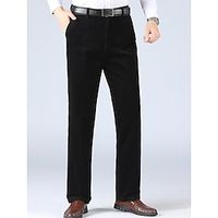 Men's Dress Pants Corduroy Pants Winter Pants Trousers Suit Pants Pocket Plain Comfort Breathable Outdoor Daily Going out 100% Cotton Fashion Casual Black Wine miniinthebox - thumbnail
