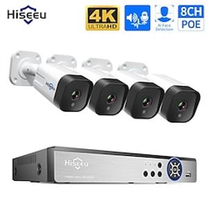 Hiseeu 4K 8MP 5MP 3MP 8CH POE IP Surveillance Camera Security System Kit Set AI Face Detection Two-way Audio Smart CCTV HD NVR miniinthebox