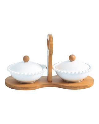 Orchid 2 Piece Bowls With Bamboo Holder
