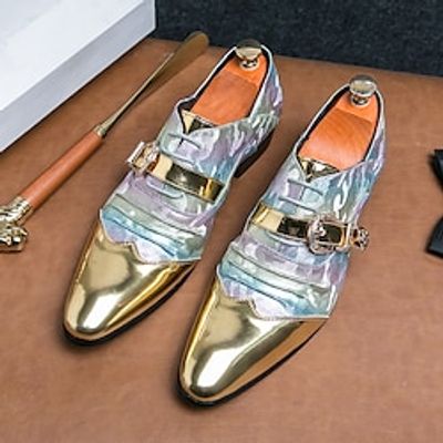 Men's Oxfords Casual British Outdoor Daily PU Comfortable Lace-up Gold Winter miniinthebox