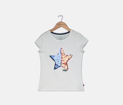 Big Girls Flip Sequin T-Shirt  White