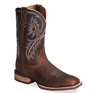 Men's Boots Cowboy Boots Embroidery Retro Walking British Daily PU Warm Slip Resistant Wear Resistance Mid-Calf Boots Loafer Brown Fall Winter Lightinthebox