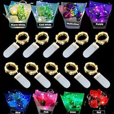 10 Pcs 1m-10LED String Lights, Fairy String Lights, Micro Starry Leds on Silvery Copper Wire CR2032 Batteries for Gift Boxes, Flowers, Festivals, Weddings, Christmas, Halloween Decorations miniinthebox