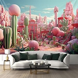 Cactus Dream House Hanging Tapestry Wall Art Large Tapestry Mural Decor Photograph Backdrop Blanket Curtain Home Bedroom Living Room Decoration Lightinthebox