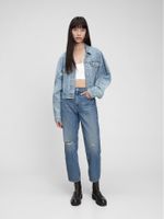 High Rise Distressed Barrel Jeans with Washwell&#153 - thumbnail