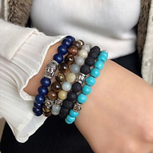 Women's Men's Bead Bracelet Friendship Bracelet Vintage Bracelet Beads Fashion Vintage Theme Love Artistic Unique Design Vintage Punk Rock Stone Bracelet Jewelry Blue / Royal Blue / Rainbow For Sport miniinthebox