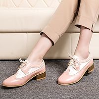 Women's Heels Oxfords Vintage Shoes Brogue Wingtip Shoes Party Outdoor Daily Summer High Heel Chunky Heel Round Toe Vacation Cute Elegant Leather Lace-up Color Block Black Pink Blue miniinthebox - thumbnail