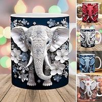 Elephant Mug, Elephant Print Mug, 3D Elephant Mug, 3d Printed Mugs, Ceramic Elephant Print Mug, 3D Elephant Coffee Mug, Sisterhood Friendship Elephant Ornament for Women Tribe miniinthebox