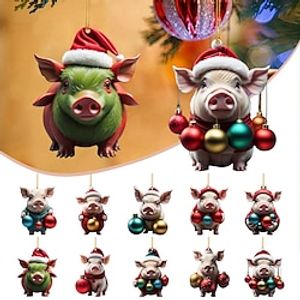 Christmas Tree Ornaments Hanging 2D Acrylic Decorations Christmas Ornament 2023 Crafts Hanging Ornament New Year Festive Party Supplies Room Hanging Decor Lightinthebox