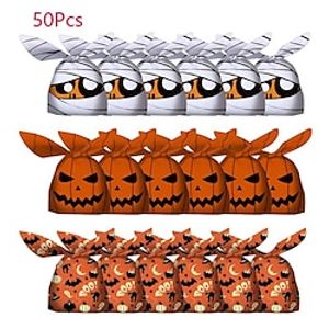 50PcsSet  Rabbit Ear Bags Cookies Candy Gift Plastic Bags Halloween Pouch Baking Packaging for Biscuits Kids Birthday Party Supplies Lightinthebox