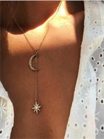 Moon And Sun-shaped Alloy Gold Necklace Moon And Sun-shaped Alloy Gold Necklace