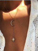 Moon And Sun-shaped Alloy Gold Necklace - thumbnail