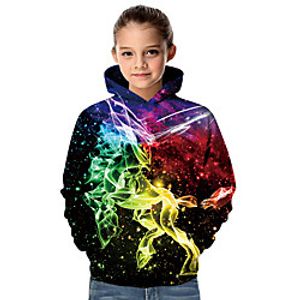 Kids Toddler Girls' Hoodie  Sweatshirt Long Sleeve Fantastic Beasts Galaxy 3D Animal Print Black Children Tops Active Basic Christmas miniinthebox