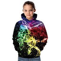 Kids Toddler Girls' Hoodie  Sweatshirt Long Sleeve Fantastic Beasts Galaxy 3D Animal Print Black Children Tops Active Basic Christmas miniinthebox - thumbnail