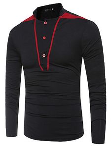 Band Collar Men Color Block T-Shirt