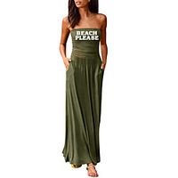 Women's Sheath Dress Maxi long Dress Purple Wine Army Green Dusty Rose Green Royal Blue Black Dark Gray Red Navy Blue Sleeveless Print Solid Color Summer Strapless Formal 2021 S M L XL XXL miniinthebox - thumbnail