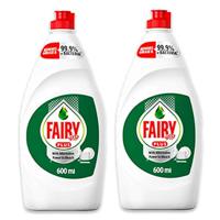 Fairy Plus Dishwashing Liquid Soap Lemon With Alternative Power To Bleach, 2 x 600 ml