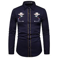 Men's Shirt Other Prints Graphic Long Sleeve Casual Tops Ethnic Style Soft Breathable White Black Navy Blue miniinthebox - thumbnail