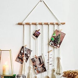 Wreath Decor Hanging Photo Display Macrame Wall Hanging Pictures Decor Home Decoration Organizer for Apartment Bedroom Living Room Gallery Wall Storage No Clip Woven Tapestry Blanket miniinthebox