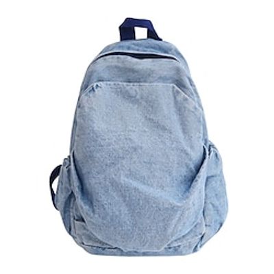 Women's Backpack Mini Backpack Daily Solid Color Canvas Large Capacity Durable Zipper Sky Blue Dark Blue miniinthebox