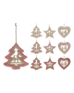 Homesmiths Christmas Hanging Deco Wood Design with Fur Assorted 1 Piece