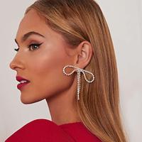 Women's Stud Earrings Geometrical Precious Bowknot Stylish Sweet Imitation Diamond Earrings Jewelry Silver / Golden For Wedding Party Daily 1 Pair Lightinthebox