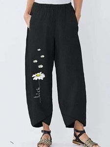 Casual Loose Little Daisy Flower Ladies Wide Leg Pants