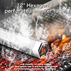 Smoke Tube for Pellet Smoker, 12'' Smoker Tube for Pellet Grill - Hot or Cold Smoker Accessories for Electric Gas Charcoal Grilling, Premium Stainless Steel Portable Barbecue Smoking Tube,Brush Lightinthebox