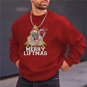 Santa Claus Graphic Prints Fashion Daily Casual Men's Sweatshirt Pullover Christmas Vacation Going out Sweatshirts Black Red Dark Blue Crew Neck Spring   Fall Designer Lightinthebox