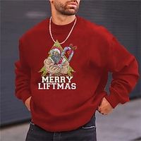 Santa Claus Graphic Prints Fashion Daily Casual Men's Sweatshirt Pullover Christmas Vacation Going out Sweatshirts Black Red Dark Blue Crew Neck Spring   Fall Designer Lightinthebox - thumbnail