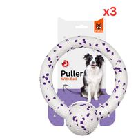 Fofos Durable Puller With Ball Dog Toy White (Pack of 3)
