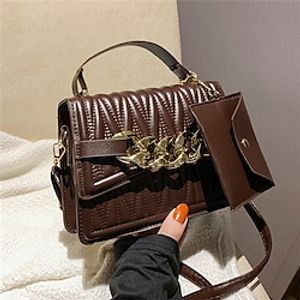 Women's Crossbody Bag Polyester PU Leather Daily Solid Color Black White Purple Lightinthebox