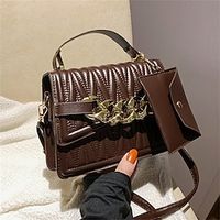 Women's Crossbody Bag Polyester PU Leather Daily Solid Color Black White Purple Lightinthebox - thumbnail