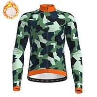21Grams Men's Long Sleeve Cycling Jersey Winter Fleece Polyester Army Green Camo / Camouflage Bike Jersey Top Mountain Bike MTB Road Bike Cycling Fleece Lining Warm Quick Dry Sports Clothing Apparel miniinthebox - thumbnail