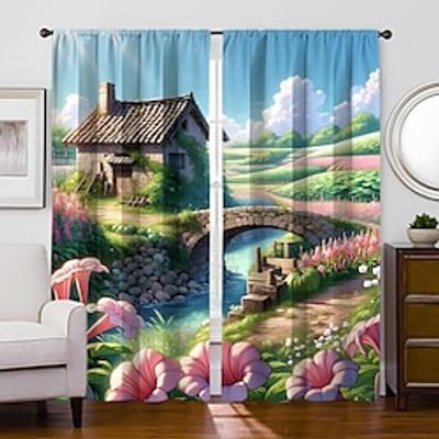 2 Panels Countryside Curtain Drapes Blackout Curtain For Living Room Bedroom Kitchen Window Treatments Thermal Insulated Room Darkening Lightinthebox