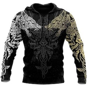 Inspired by Vikings Warriors Viking Tattoo Hoodie Cartoon Manga Anime Front Pocket Graphic Hoodie For Men's Women's Unisex Adults' 3D Print 100% Polyester Casual Daily Lightinthebox