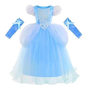 Princess Cinderella Fairytale Dress Flower Girl Dress Tulle Dresses Girls' Movie Cosplay Cute Bracelet Headband Bag Dress Children's Day Polyester Lightinthebox