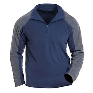 Men's T shirt Tee Solid Quarter Zipper Tee Tee Top Long Sleeve Shirt Color Block Quarter Zip Street Vacation Long Sleeve Patchwork Clothing Apparel Fashion Designer Basic Lightinthebox