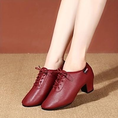 Women's Ballet Shoes Latin Shoes Modern Shoes Performance Party Evening Ballroom Dance Comfort Shoes Stylish Heel Cuban Heel Square Toe Lace-up Adults' Black White Red miniinthebox Women's Ballet Shoes Latin Shoes Modern Shoes Performance Party Evening Ballroom Dance Comfort Shoes Stylish Heel Cuban Heel Square Toe Lace-up Adults' Black White Red miniinthebox