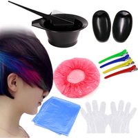 7Pcs DIY Hair Dye Coloring Tools Dyeing Mix Bowl Hairdressing Brush Comb Section Clips Kit