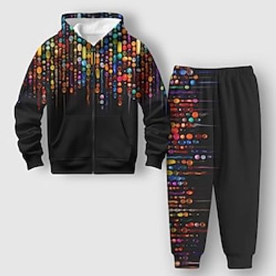 Carnival Boys 3D Graphic Hoodie  Sweatpants Set Long Sleeve 3D Printing Spring Fall Active Fashion Cool Polyester Kids 3-12 Years Zip Hooded Outdoor Street Vacation Regular Fit Lightinthebox