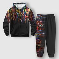 Carnival Boys 3D Graphic Hoodie  Sweatpants Set Long Sleeve 3D Printing Spring Fall Active Fashion Cool Polyester Kids 3-12 Years Zip Hooded Outdoor Street Vacation Regular Fit Lightinthebox - thumbnail