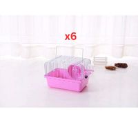 Pets Club Hamster Cage With Running Wheels,Water Bottle & Food Feeder-31x24x17Cm - Pink (Pack of 6)