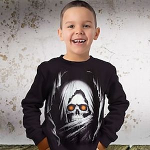 Halloween Boys 3D Skull Sweatshirt Pullover Long Sleeve 3D Print Fall Winter Fashion Streetwear Cool Polyester Kids 3-12 Years Outdoor Casual Daily Regular Fit Lightinthebox
