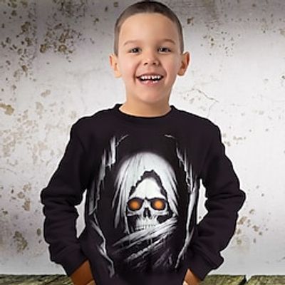 Halloween Boys 3D Skull Sweatshirt Pullover Long Sleeve 3D Print Fall Winter Fashion Streetwear Cool Polyester Kids 3-12 Years Outdoor Casual Daily Regular Fit Lightinthebox