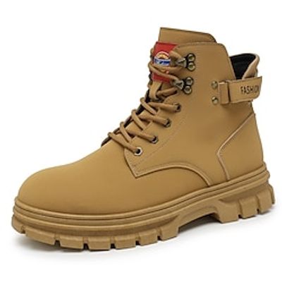 Men's Boots Retro Work Boots Walking Casual Daily Leather Comfortable Booties  Ankle Boots Loafer Black Yellow Spring Fall Lightinthebox