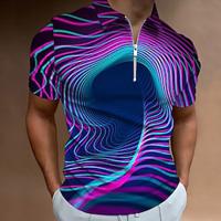 3D Graphic Prints Men's Casual Print Polo Shirt Zip Polo Outdoor Street Casual Polyester Turndown Polo Shirts Black Blue Summer Spring S M L Lapel Polo Lightinthebox