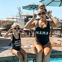 Mommy and Me Swimsuit Letter Sports  Outdoor Black Adorable Matching Outfits / Fall / Summer / Cute miniinthebox - thumbnail