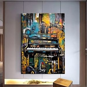 Handmade pop art painting Hand Painted Citysacpe Art Oil Painting Wall Art Citysacpe Art Painting Abstract Canvas Paintings music oil Painting Decor Rolled Canvas No Frame miniinthebox
