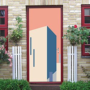 2pcs Geometric Pattern Self-adhesive Creative Door Stickers For Living Room Diy Decorative Home Waterproof Wall Stickers miniinthebox